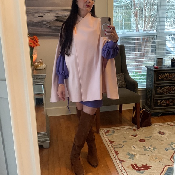 TED BAKER London Designer cashmere wool CAPE PINK rose gold sold out! Rare M - Picture 6 of 14